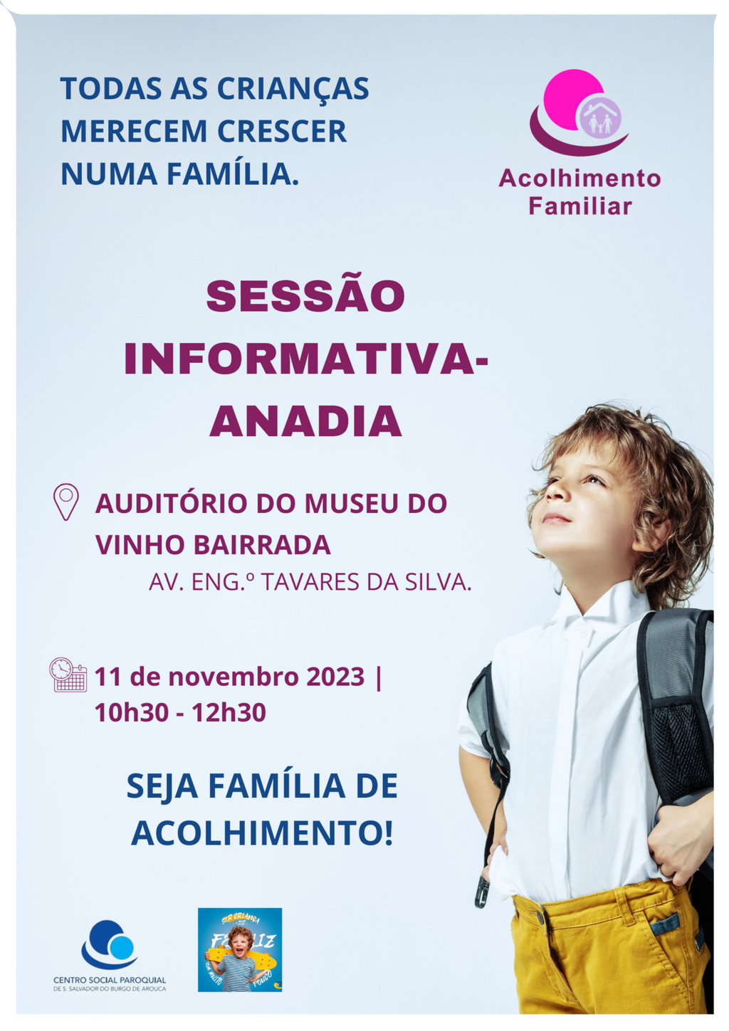 Sessão informativa sobre famílias de acolhimento