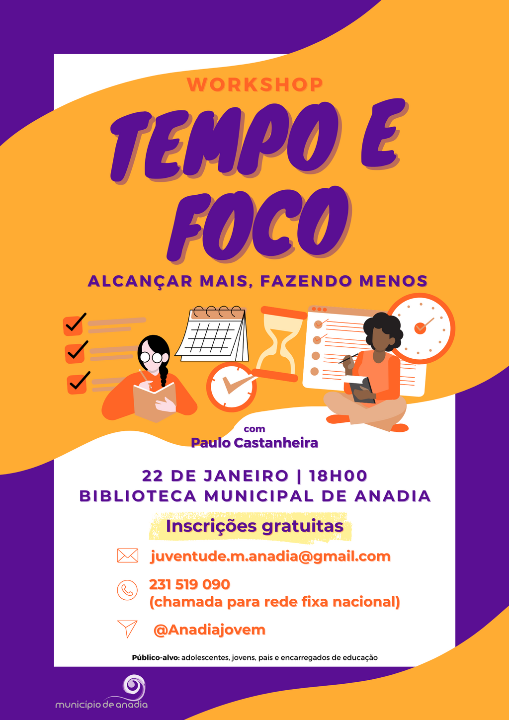  workshop “Tempo e foco" na Biblioteca Municipal