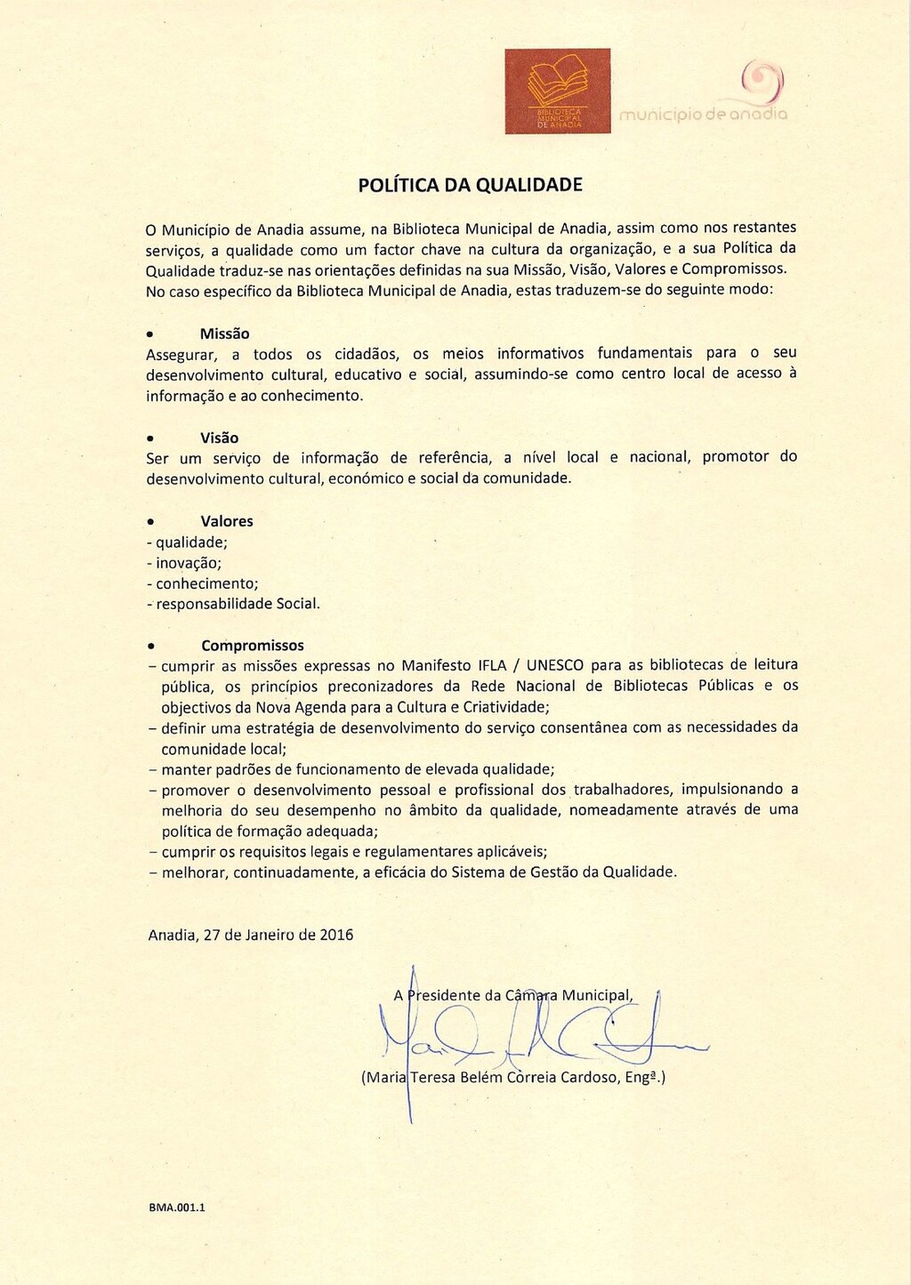 Política da qualidade